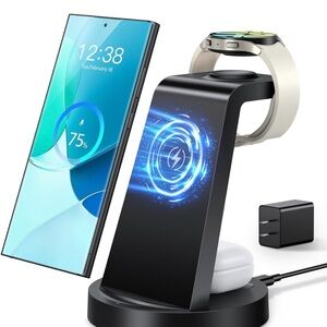 3-in-1 Black Wireless Charging Station